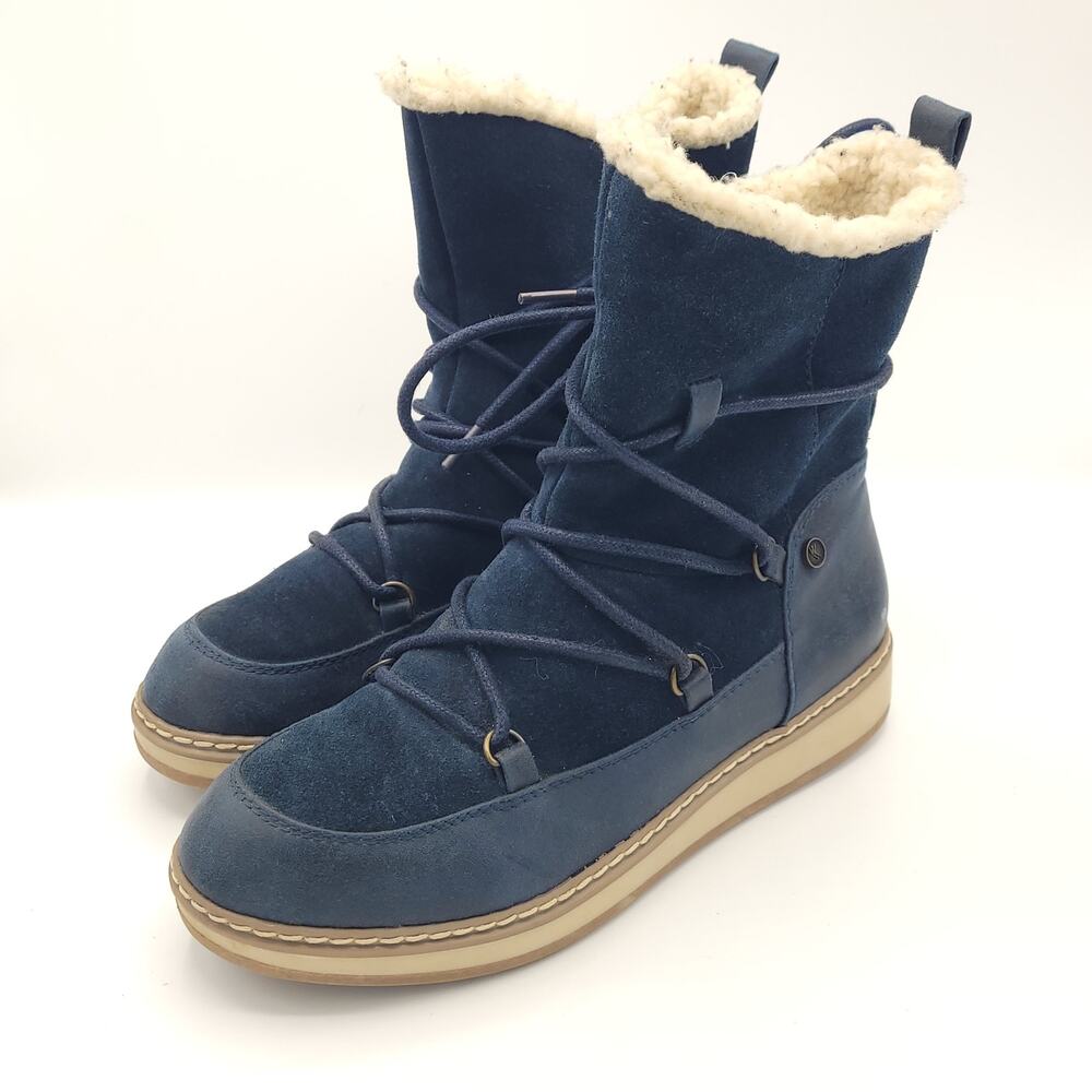 White Mountain Santell blue Suede Tall Buckle Boots women's size 6